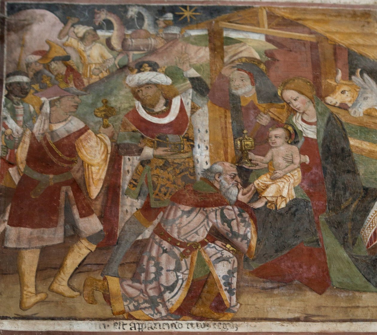 Tilbedelsen af de tre konger, ca. 1492 af Giovanni Canavesio