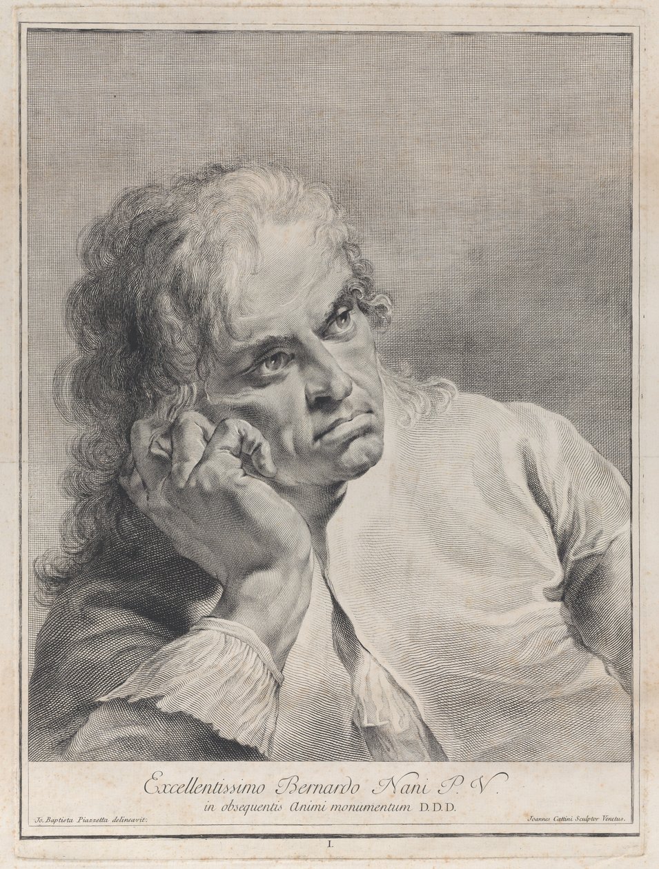 Eftertænksom mand hvilede hovedet på sin hånd, 1743. af Giovanni Cattini