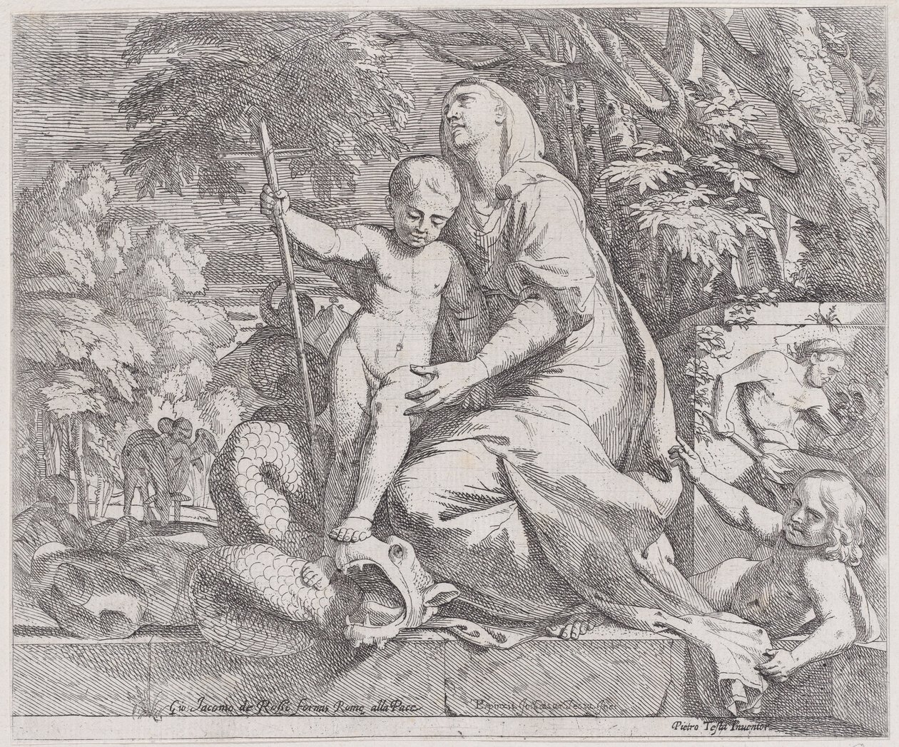 En allegori over resten på flugten til Egypten, 1650-55. af Giovanni Cesare Testa