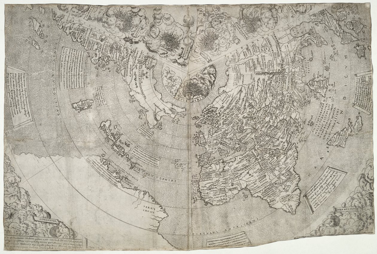 Verdenskort, Mundu [sic] spericum...du vil kende John Matthew Contarenis flid.., af Contarini, Giovanni og Francesco Rosselli af Giovanni Contarini