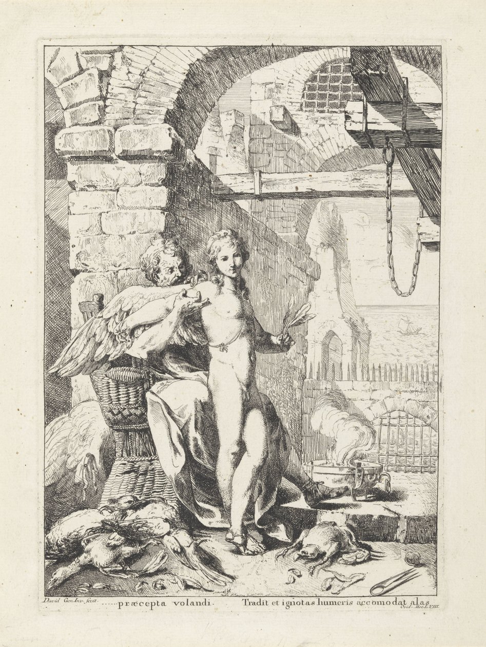 Daedalus giver Ikaros sine vinger af Giovanni David