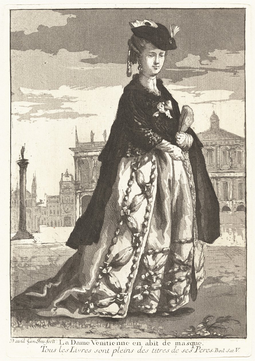 La Dame Venitienne en habit de masque (venetiansk kvinde i karnevalskjole) af Giovanni David