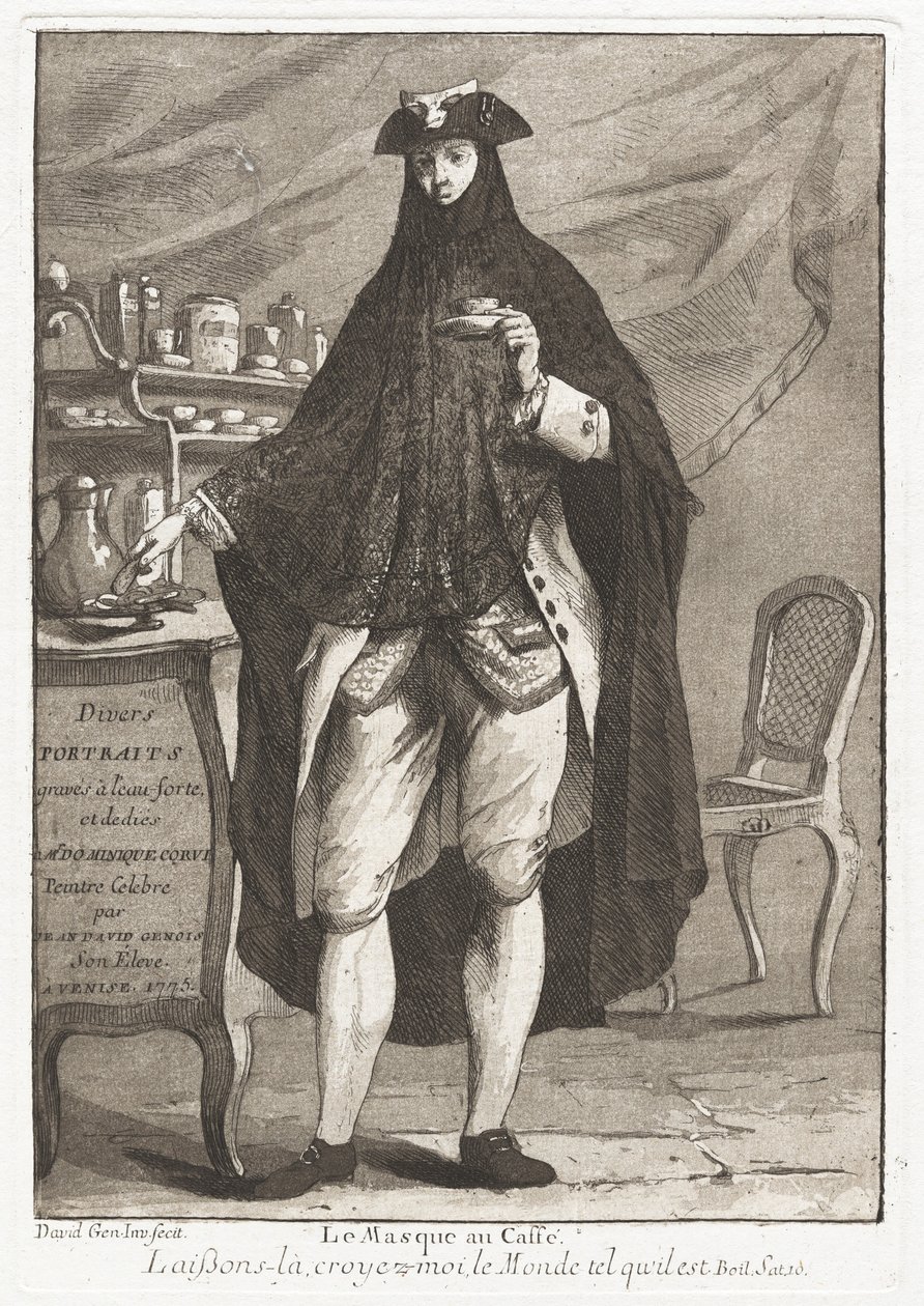 Le Masque au caffé (Den maskerede mand tager kaffe) af Giovanni David