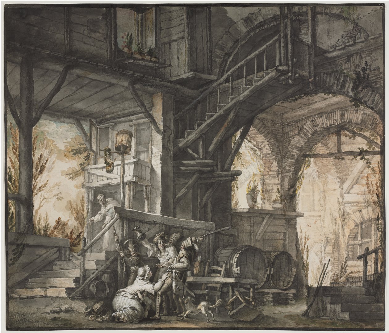 Teaterscene, ca. 1775-1776 (akvarel og penselarbejde med grafit og gouache) af Giovanni David