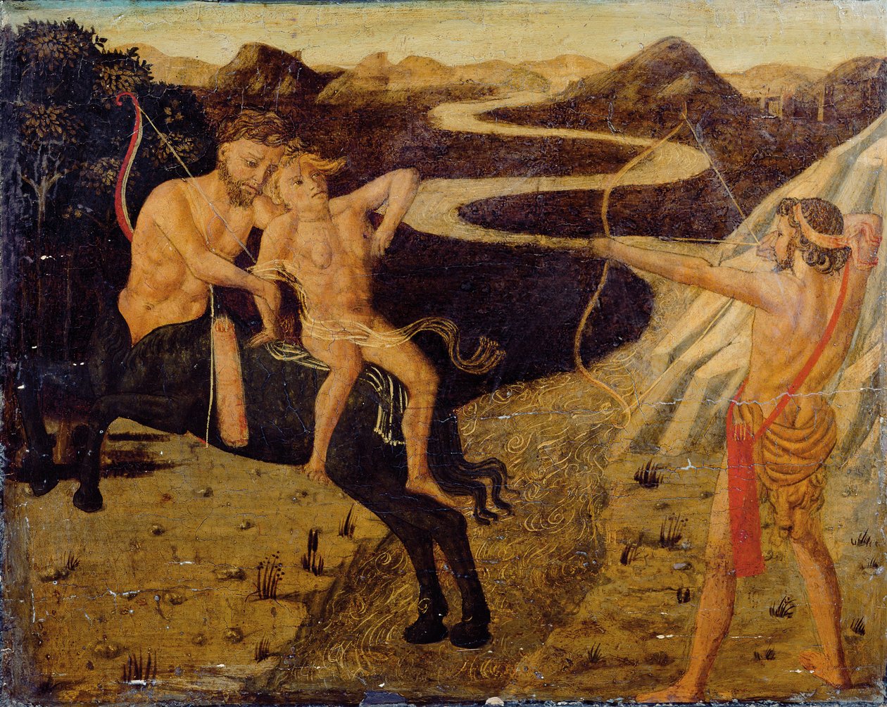 Cassone-panel: Hercules redder Deianeira fra Nessus af Giovanni Di Ser Giovanni Guidi