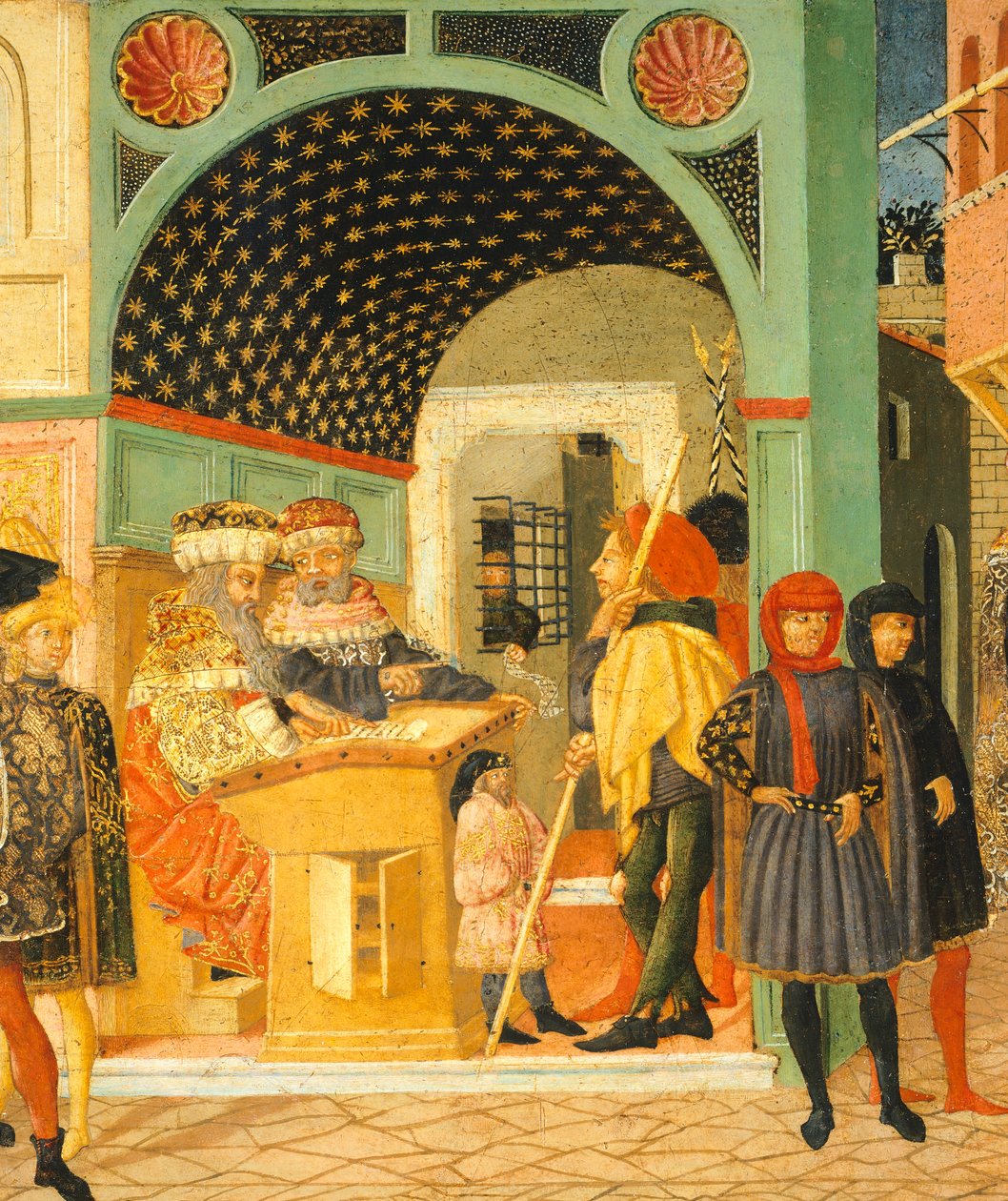 Historier om Susanne, omkring 1450, højre side af malet kiste af Giovanni di Ser Giovanni, kendt som Lo Scheggia (1406-1486), tempera på panel, detalje af Giovanni Di Ser Giovanni Lo Scheggia Guidi