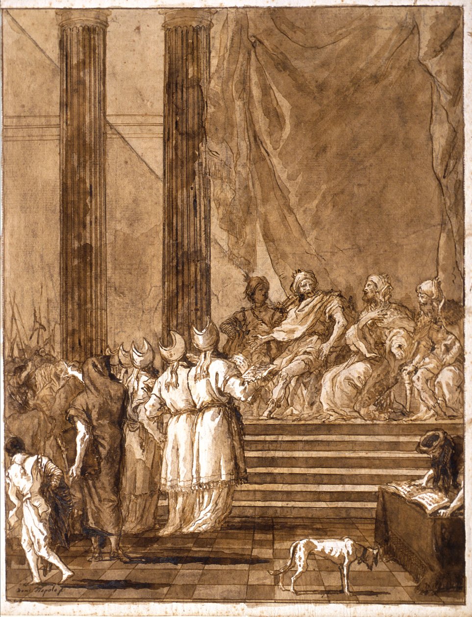 En disput mellem konger og præster af Giovanni Domenico Tiepolo