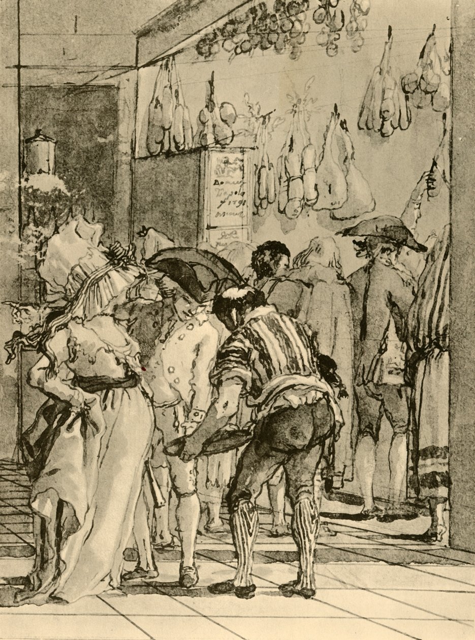 En butik med røget varer, 1791, 1928 af Giovanni Domenico Tiepolo