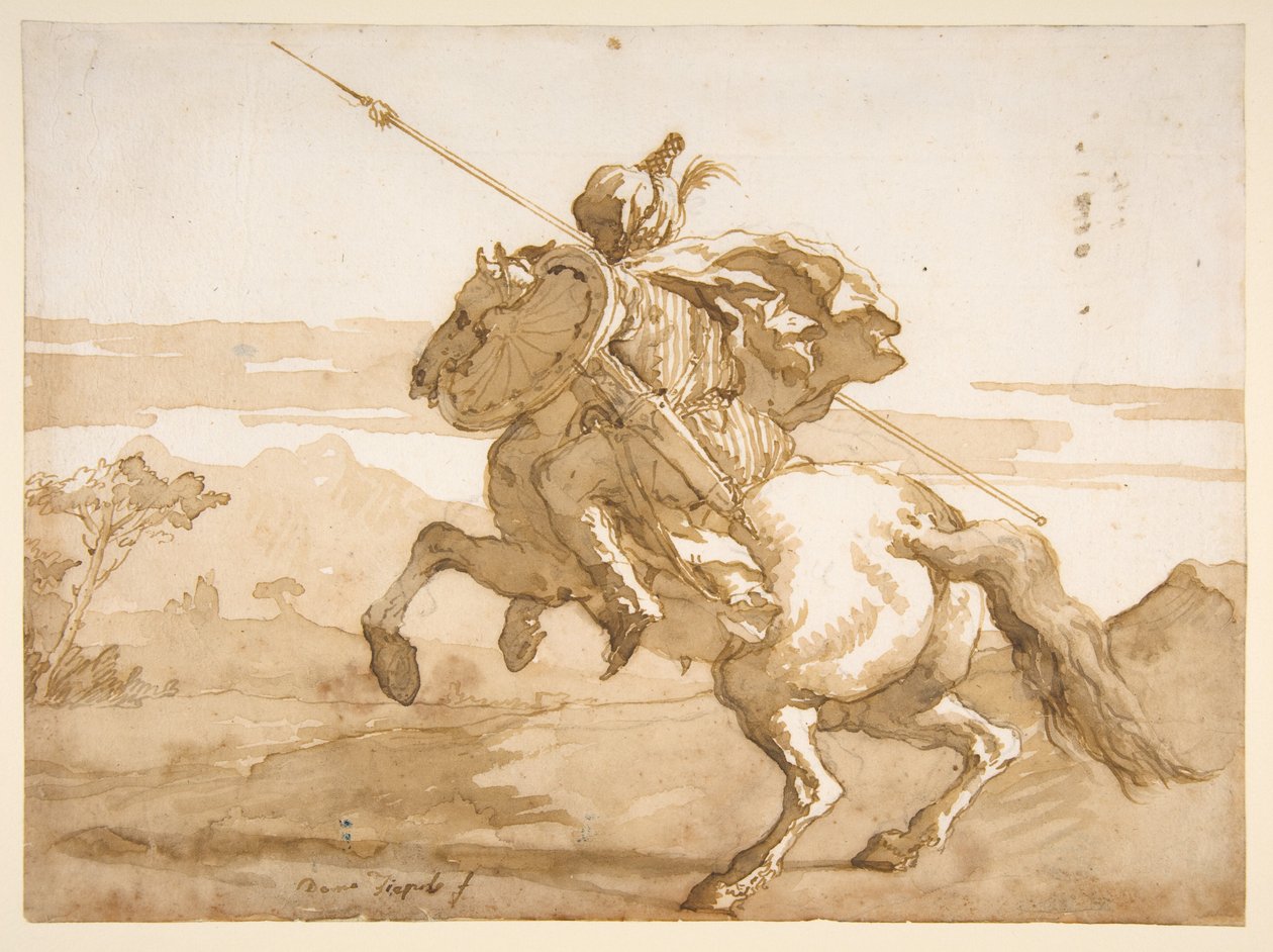Ein orientalischer Reiter af Giovanni Domenico Tiepolo