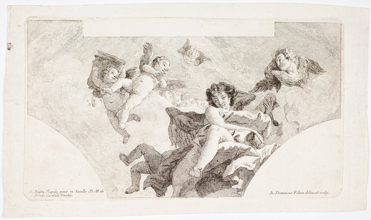 Engle, der bærer karmeliterordenens afladsbreve af Giovanni Domenico Tiepolo