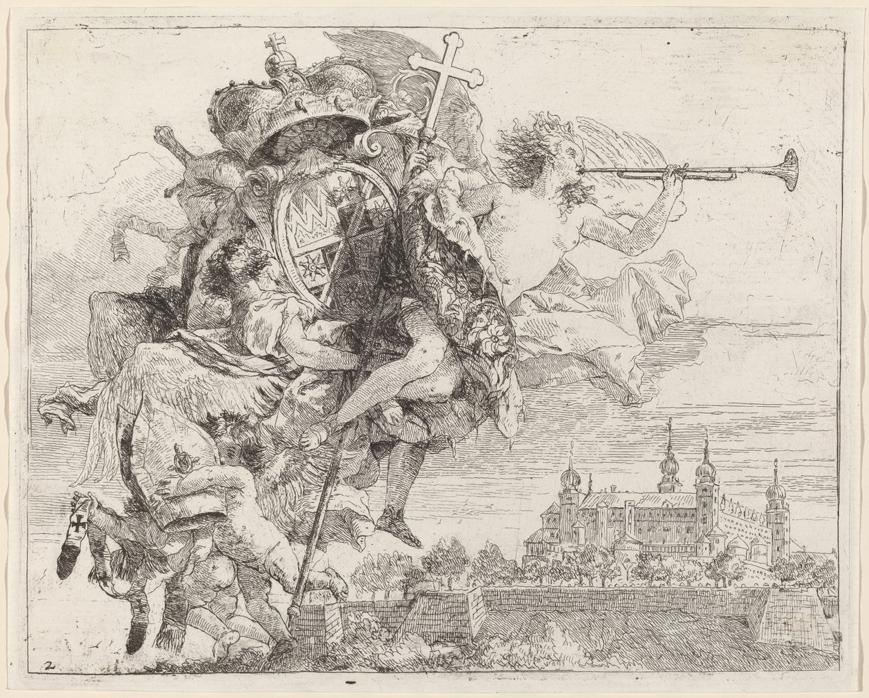 Våben af ​​Karl Philipp von Greiffenklau, prins biskop af Würzburg af Giovanni Domenico Tiepolo