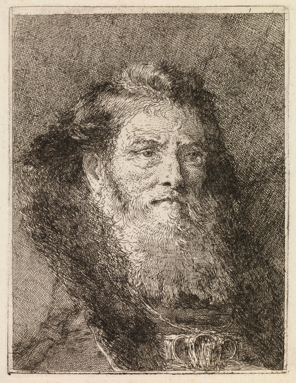 Barhovedet mand vendt mod højre af Giovanni Domenico Tiepolo