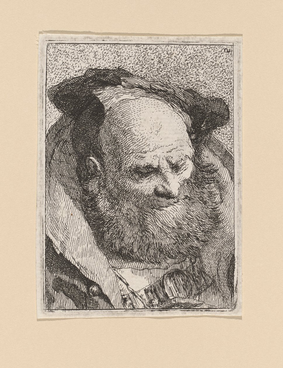 Skægget gammel mand, fra Raccolta di Teste (Samling af hoveder) af Giovanni Domenico Tiepolo