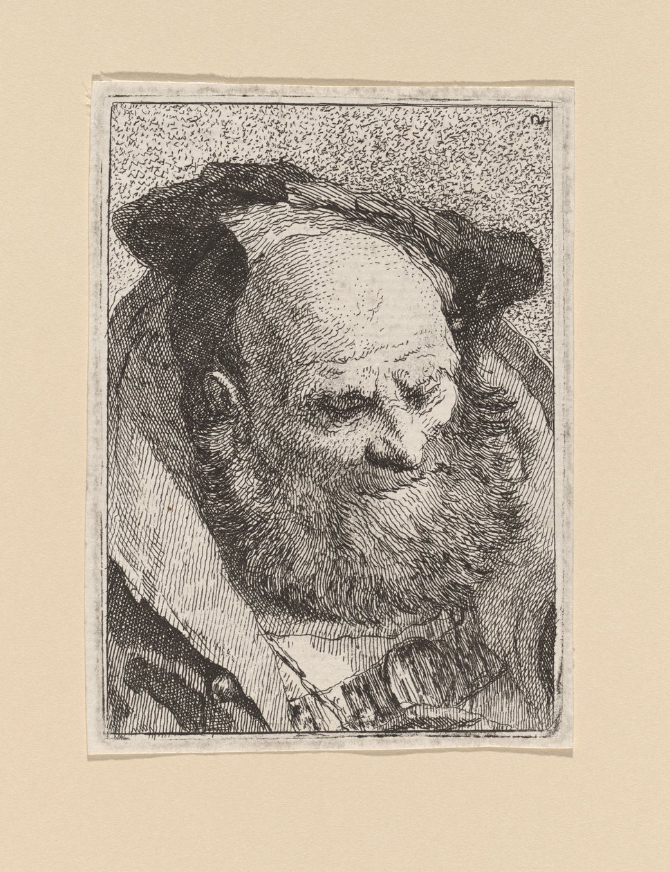 Skægget gammel mand, fra Raccolta di Teste (samling af hoveder) af Giovanni Domenico Tiepolo
