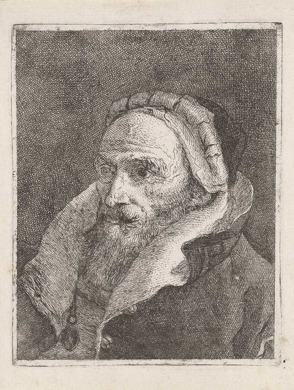 Skægget gammel mand med kasket, fra Raccolta di Teste (Samling af hoveder) af Giovanni Domenico Tiepolo
