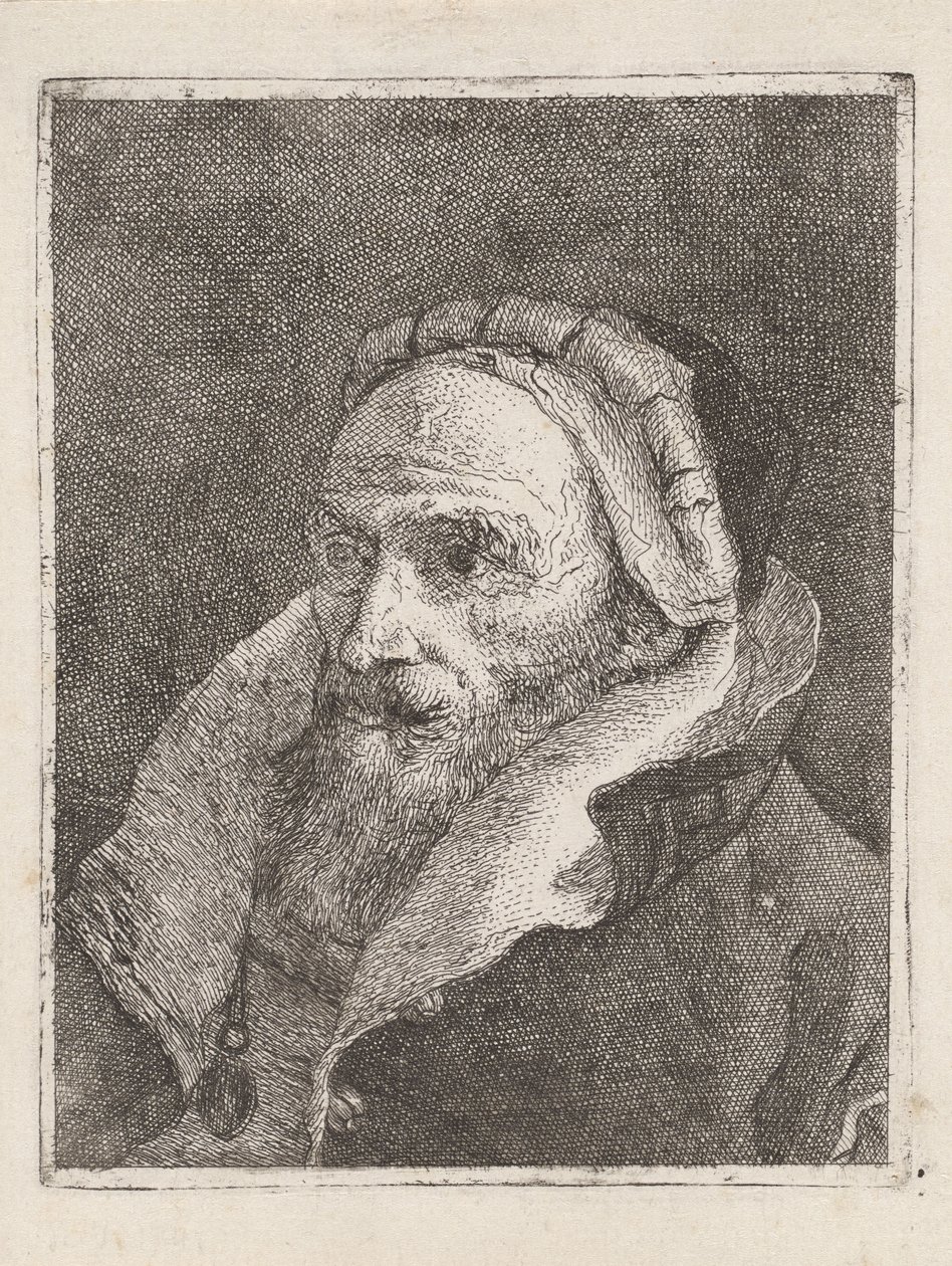 Den skæggede gamle mand med kasket, fra »Raccolta di Teste« (Samling af hoveder) af Giovanni Domenico Tiepolo