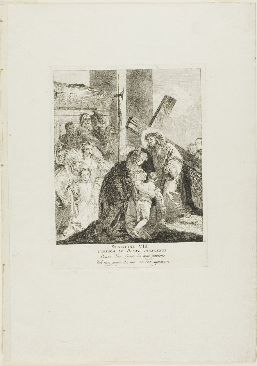Kristus trøster de grædende kvinder, planche otte fra Korsvejen af Giovanni Domenico Tiepolo