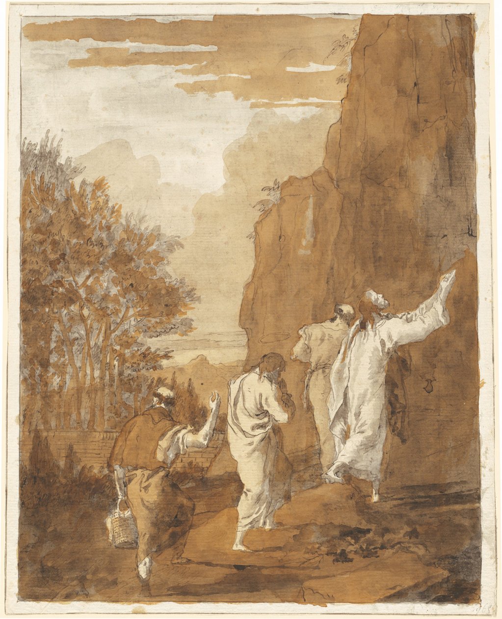 Kristus fører Peter, Jakob og Johannes til det høje bjerg til forvandlingen af Giovanni Domenico Tiepolo