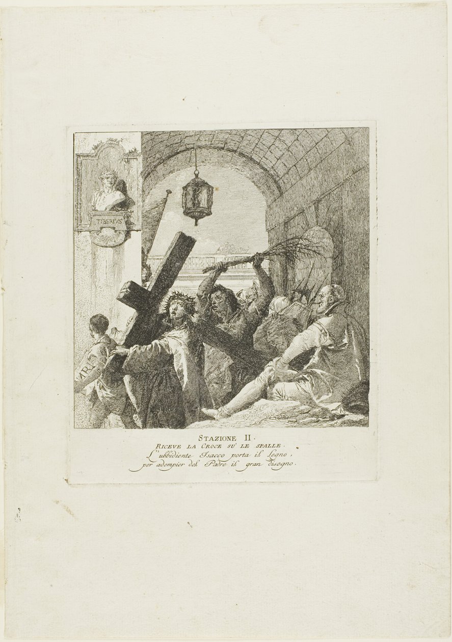 Kristus modtager korset, planche to fra Korsvejen af Giovanni Domenico Tiepolo