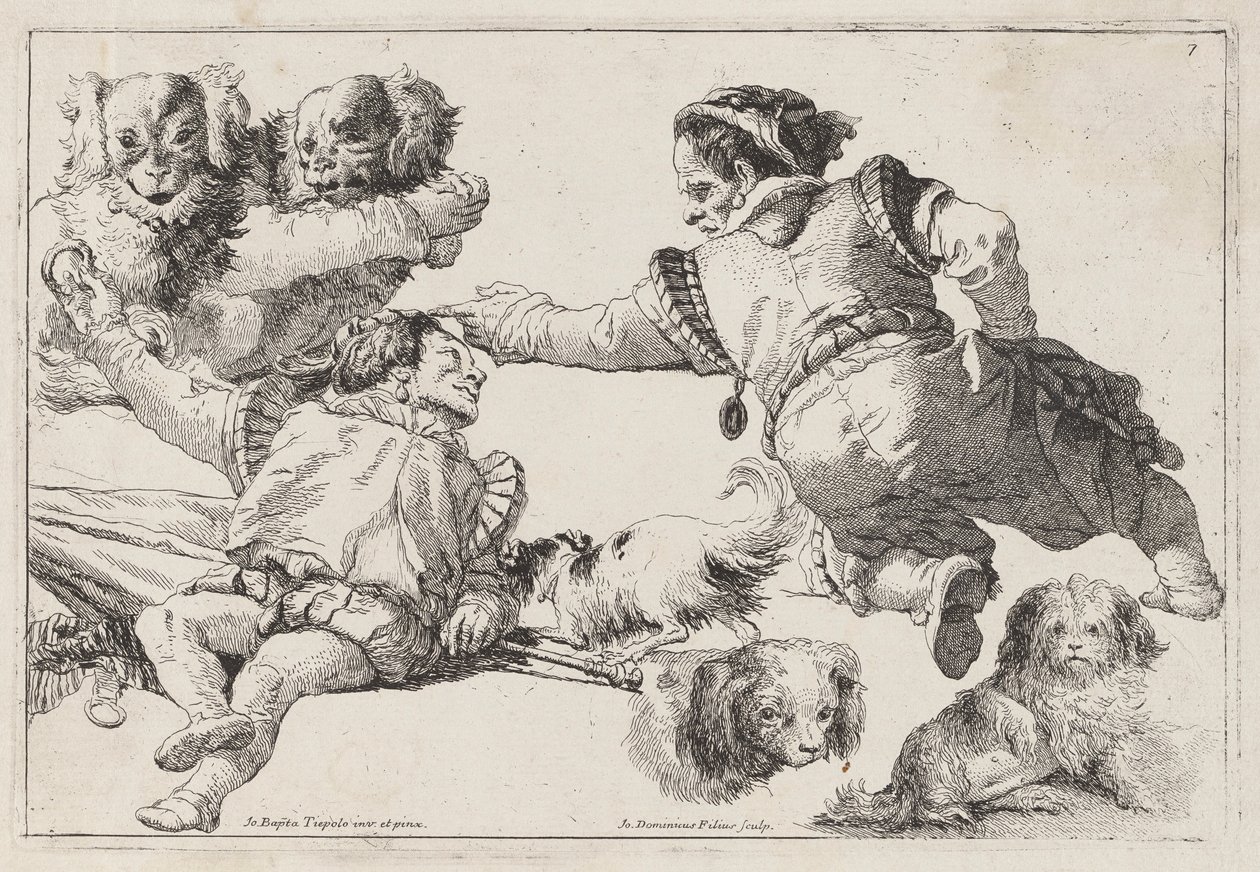 Dværge og hunde af Giovanni Domenico Tiepolo