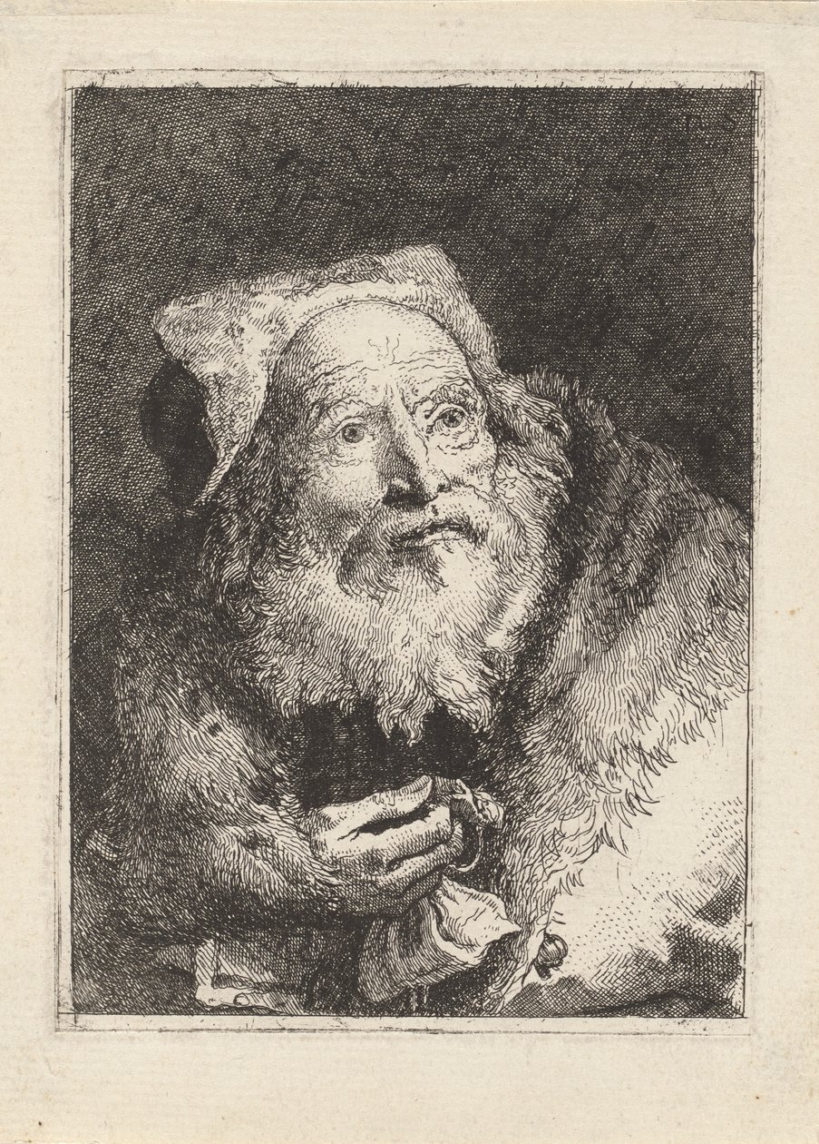 Ældre mand med et armbånd, fra Raccolta di Teste (Samling af hoveder) af Giovanni Domenico Tiepolo