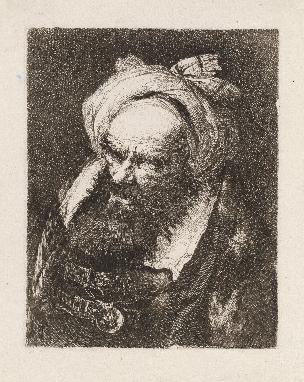 Ældre mand med en turban, fra Raccolta di Teste (Samling af hoveder) af Giovanni Domenico Tiepolo