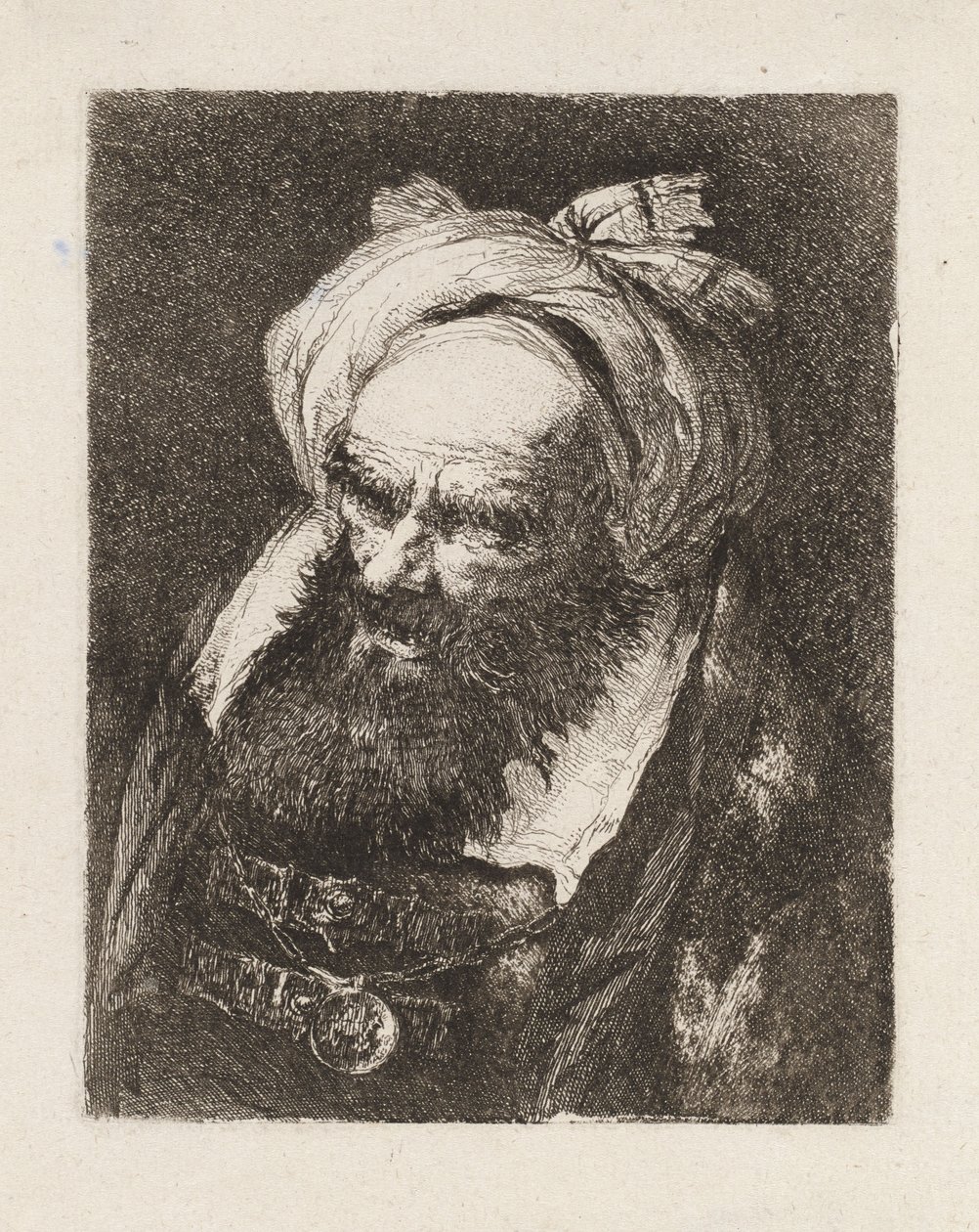 Ældre mand med turban, fra »Raccolta di Teste« (Samling af hoveder) af Giovanni Domenico Tiepolo