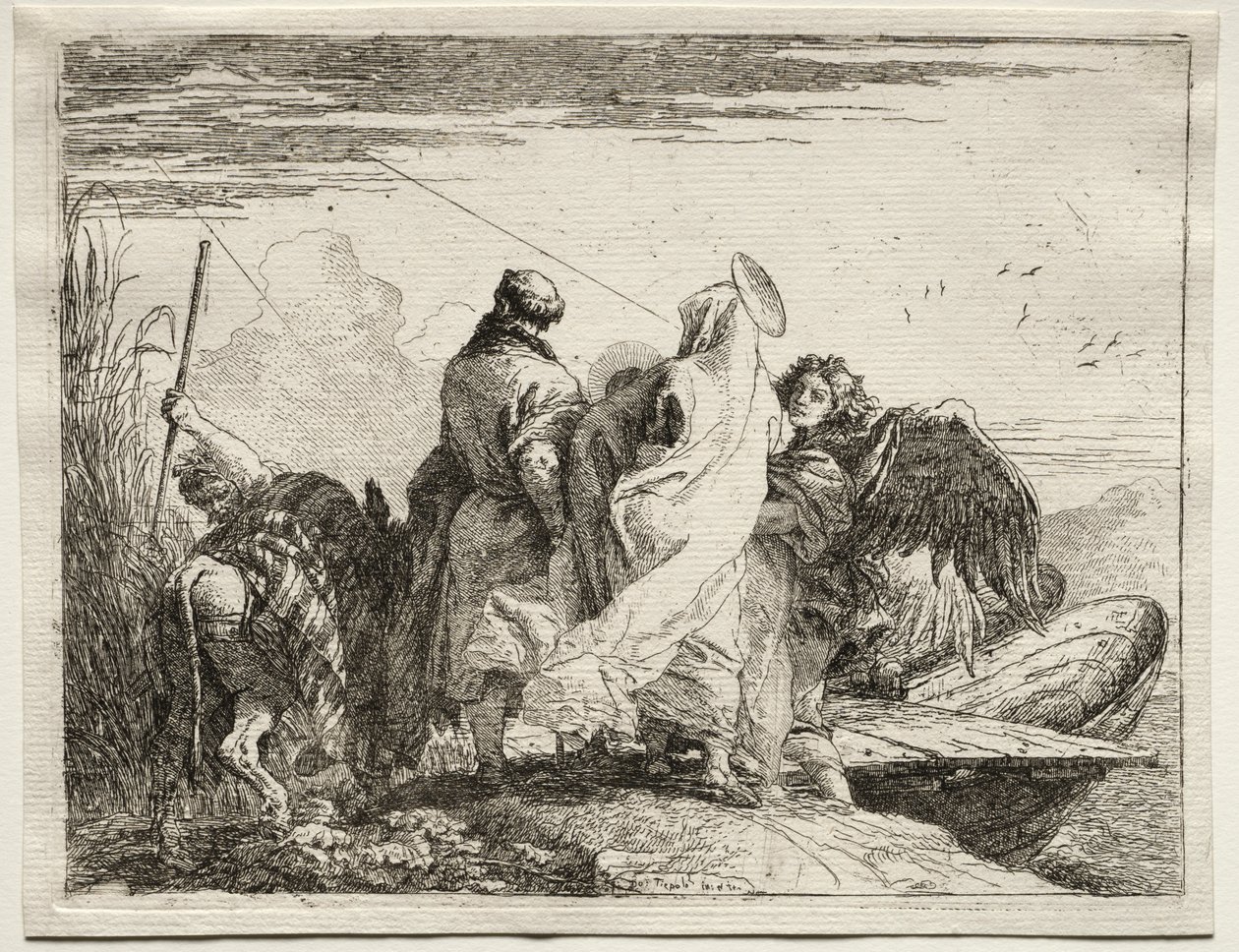 Flugt til Egypten: Den hellige familie forlader kysten af Giovanni Domenico Tiepolo