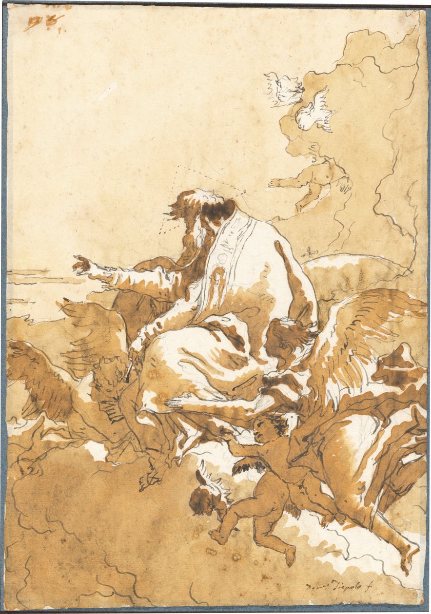 Gud Faderen sidder i skyer omgivet af engle og Putti af Giovanni Domenico Tiepolo
