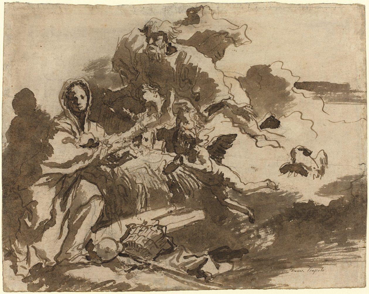 Gud Faderen og Englene, der tilbeder Madonnaen og Barnet [recto] af Giovanni Domenico Tiepolo