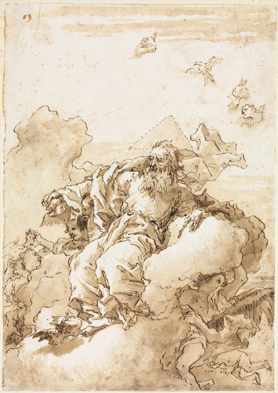 Gud Faderen med treenighedens symbol, 1758 eller senere. af Giovanni Domenico Tiepolo