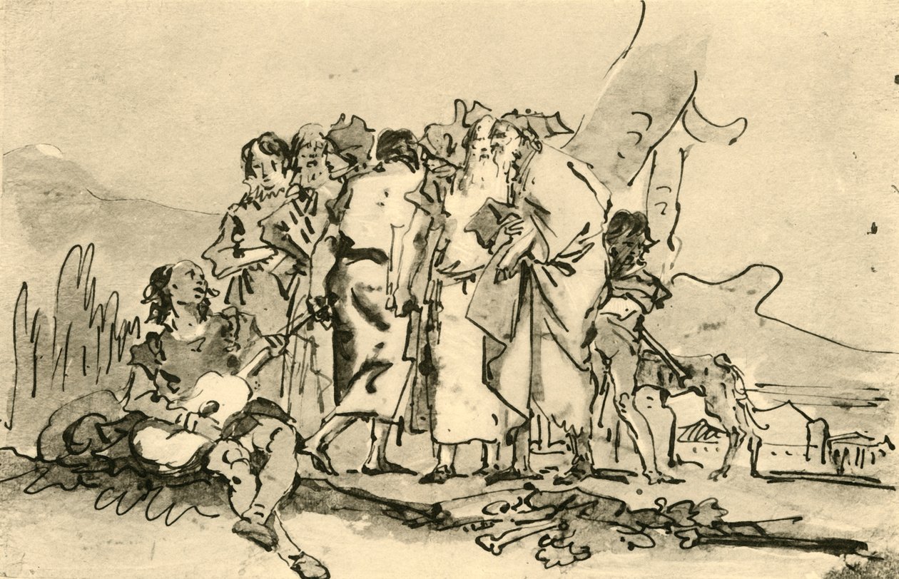 Gruppe af gamle og unge mænd, midten af slutningen af det 18. århundrede, 1928 af Giovanni Domenico Tiepolo