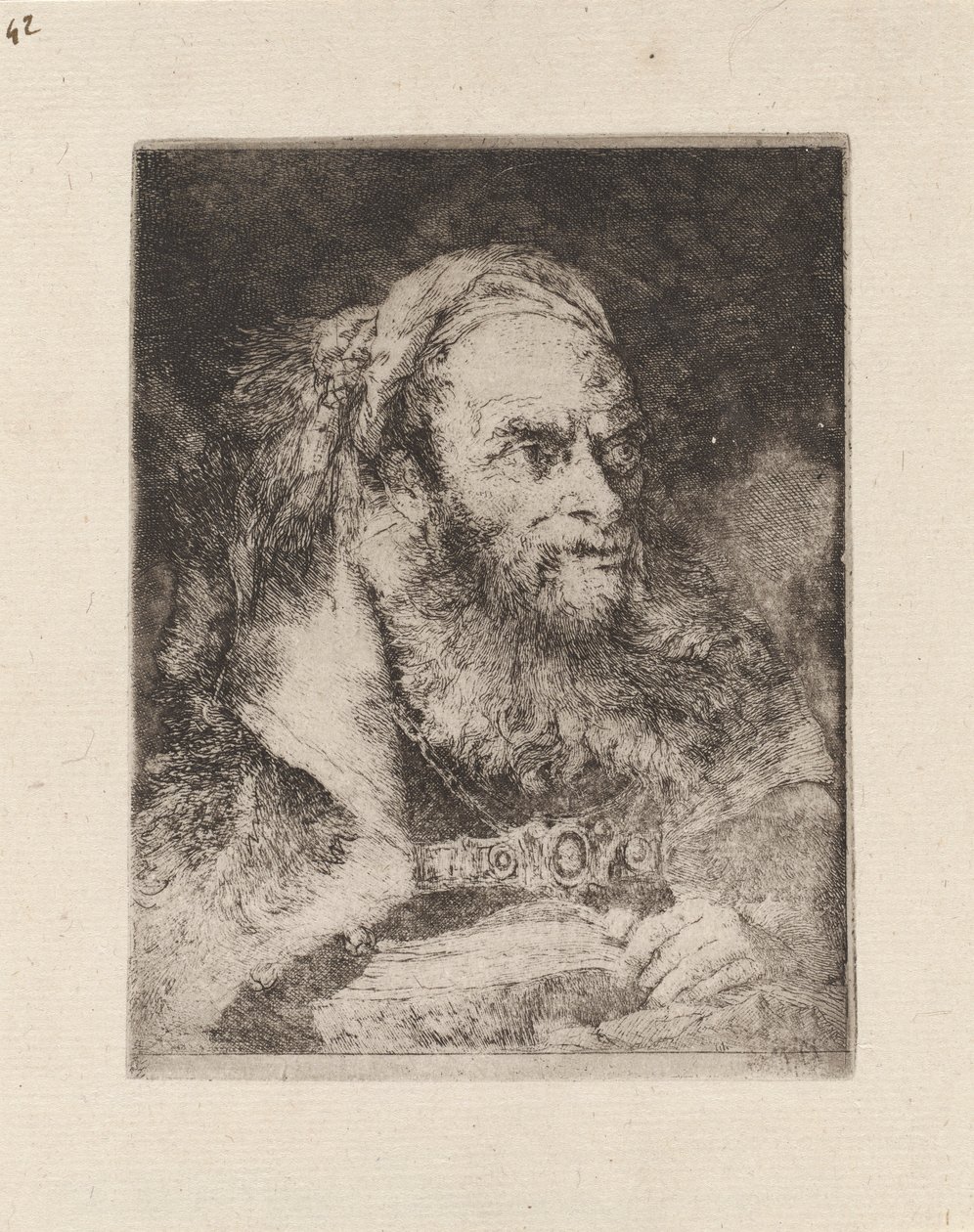 Head of an Oriental, A Book in Hand, fra Raccolta di Teste (Samling af hoveder) af Giovanni Domenico Tiepolo