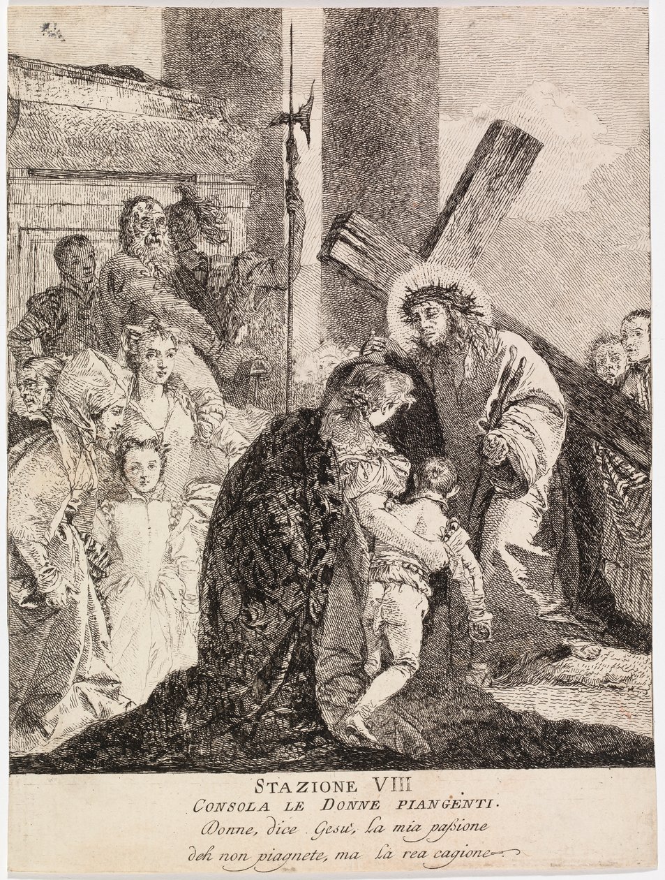 Jesus trøster de grædende kvinder i Jerusalem af Giovanni Domenico Tiepolo
