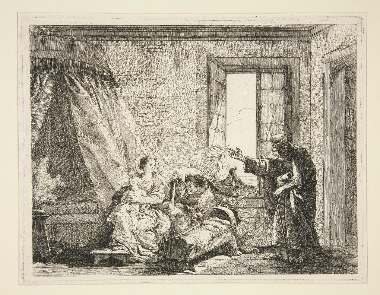 Joseph bekendtgør til Maria ordenen at forlade, fra serien Idee pittoresche sopra la fuga in Egitto (Flygt til Egypten) af Giovanni Domenico Tiepolo