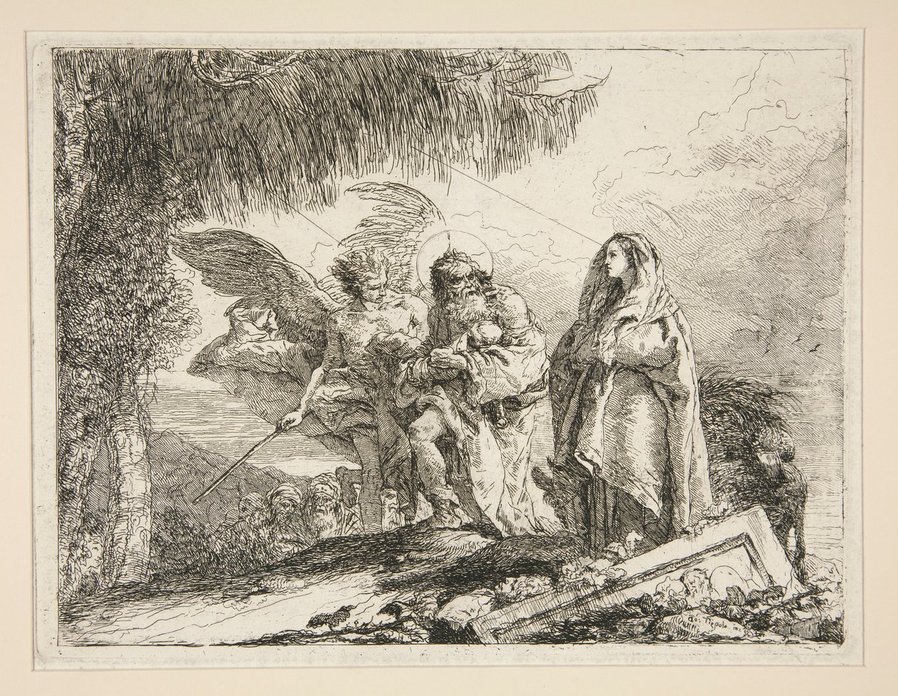 Joseph Carrying Jesus in his Arms, fra serien Idee pittoresche sopra la fuga in Egitto (Flight into Egypt) af Giovanni Domenico Tiepolo
