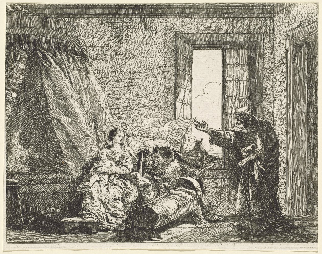 Joseph videregiver til Maria Guds befaling om at flygte af Giovanni Domenico Tiepolo