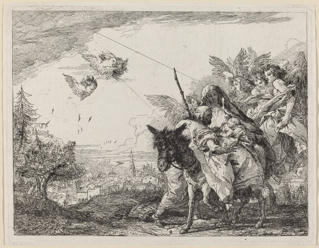 Joseph, stående, forguder barnet af Giovanni Domenico Tiepolo