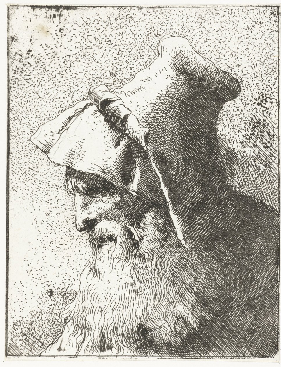 Mand med skæg og hat Samling af hoveder (serietitel) Raccolta di Teste (serietitel) af Giovanni Domenico Tiepolo