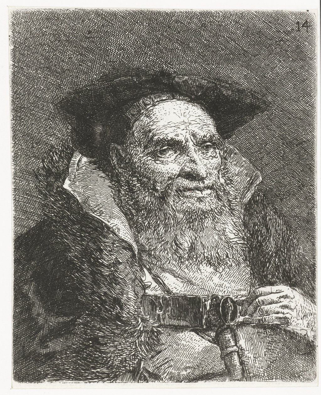 Mand med baret Samling af hoveder (serietitel) Raccolta di Teste (serietitel) af Giovanni Domenico Tiepolo