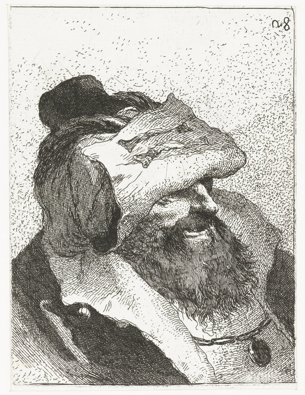 Mand med opslået hat Samling af hoveder (serietitel) Raccolta di Teste (serietitel) af Giovanni Domenico Tiepolo