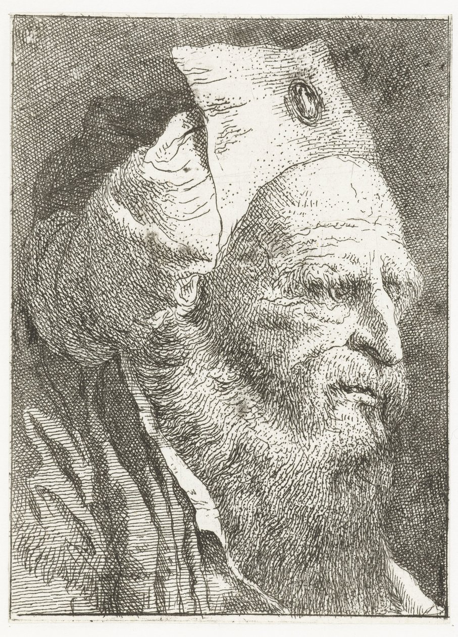 Mand i den opslåede hat Samling af hoveder (serietitel) Raccolta di Teste (serietitel) af Giovanni Domenico Tiepolo