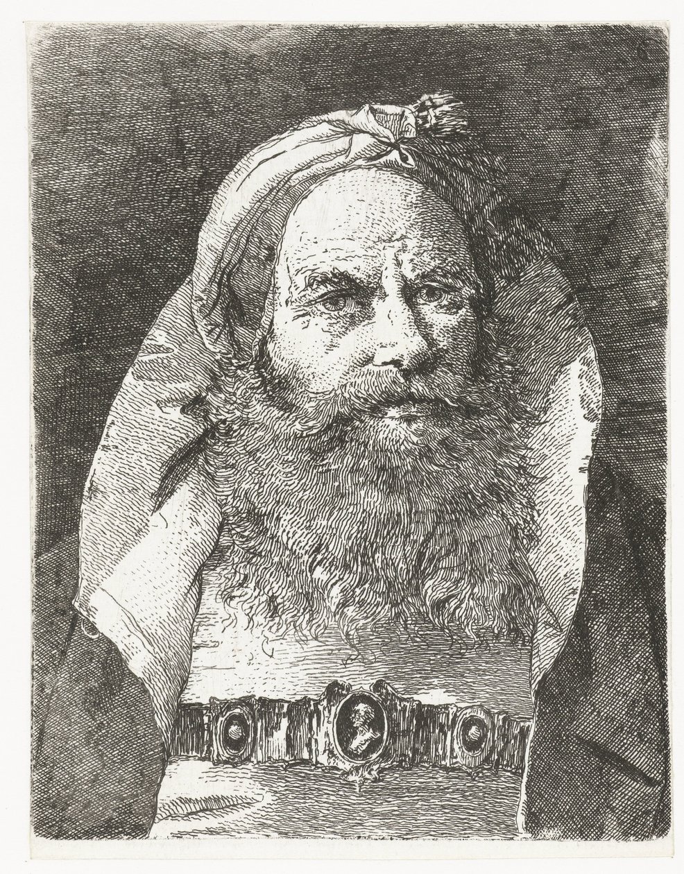 Mand med lille turban Samling af hoveder (serietitel) Raccolta di Teste (serietitel) af Giovanni Domenico Tiepolo