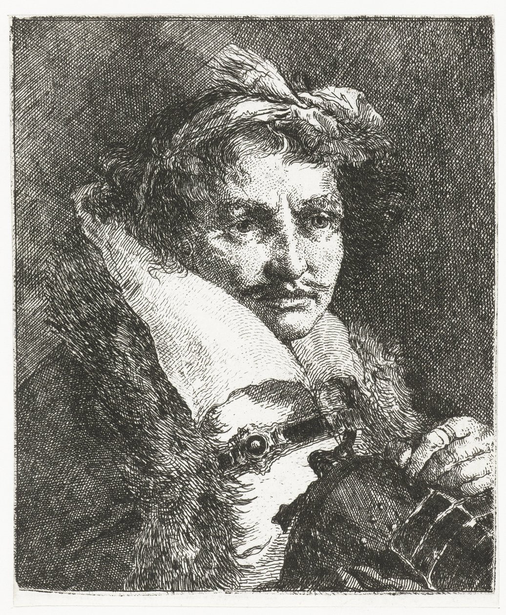 Mand med overskæg og hjelm Samling af hoveder (serietitel) Raccolta di Teste (serietitel) af Giovanni Domenico Tiepolo
