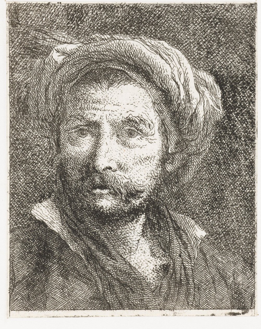 Mand med overskæg og turban af Giovanni Domenico Tiepolo