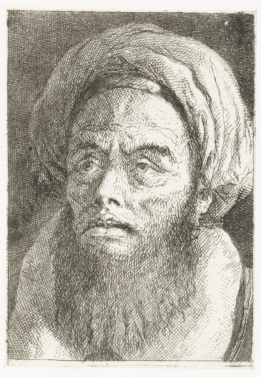 Mand med turban Samling af hoveder (serietitel) Raccolta di Teste (serietitel) af Giovanni Domenico Tiepolo