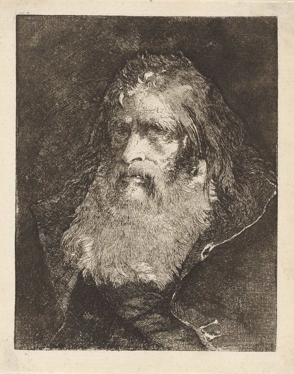 Gammel mand med bare hoved, fra Raccolta di Teste (Samling af hoveder) af Giovanni Domenico Tiepolo