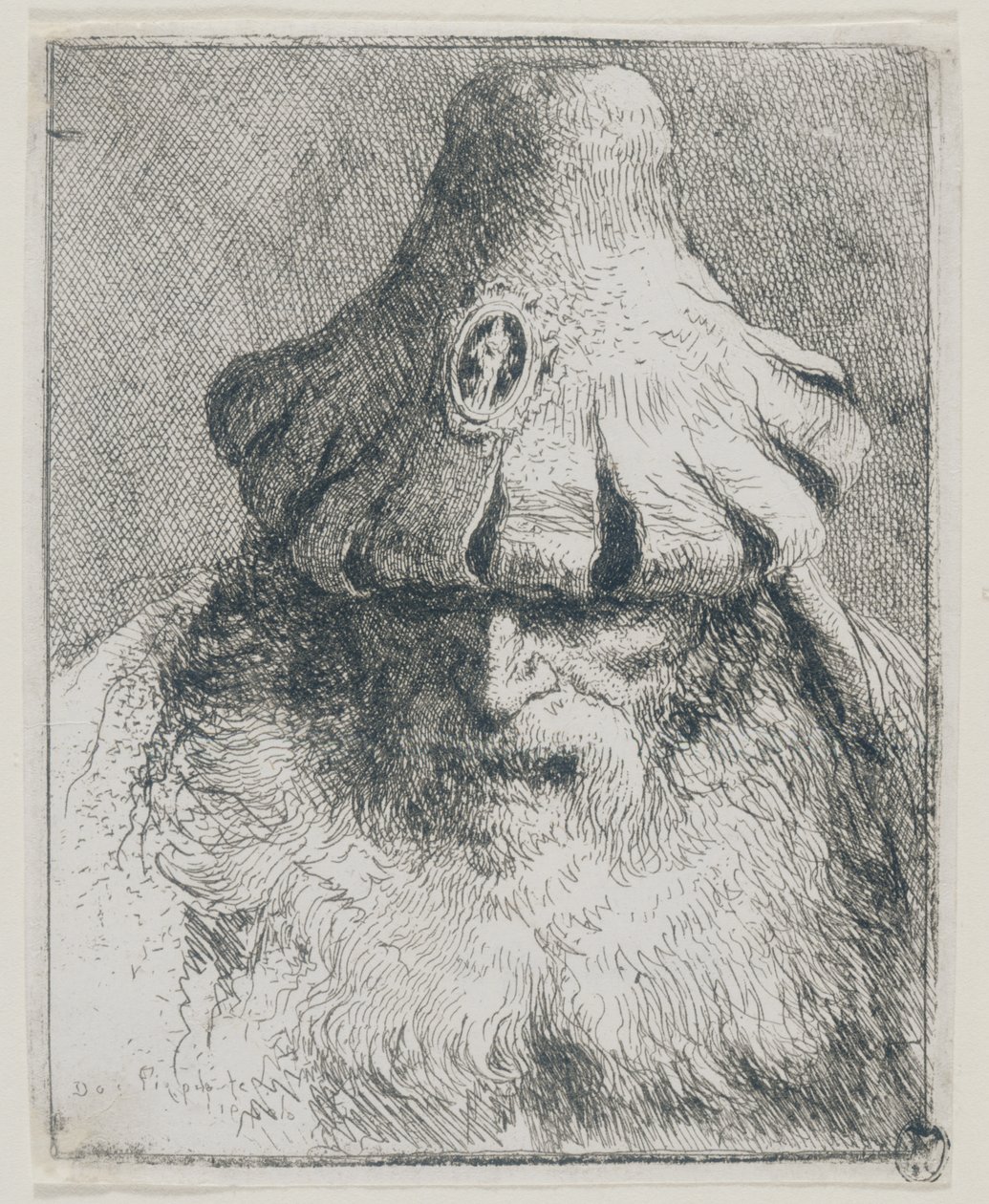 Gammel mand med kegleformet hat af Giovanni Domenico Tiepolo
