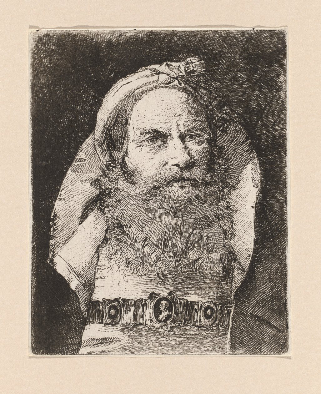 Gammel mand med lille turban, fra Raccolta di Teste (Samling af hoveder) af Giovanni Domenico Tiepolo