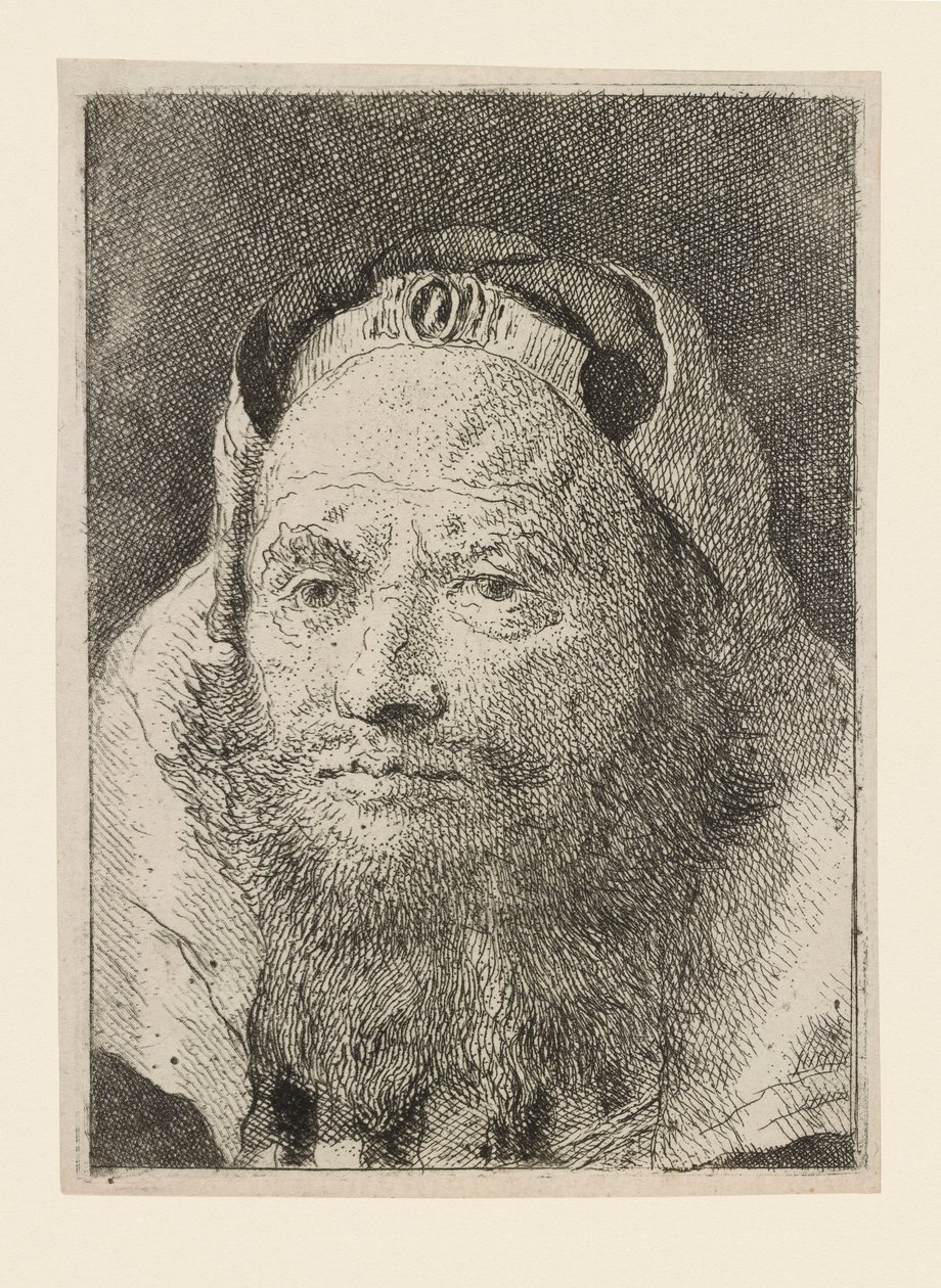 Gammel mand med skæg, fra Raccolta di Teste (Samling af hoveder) af Giovanni Domenico Tiepolo